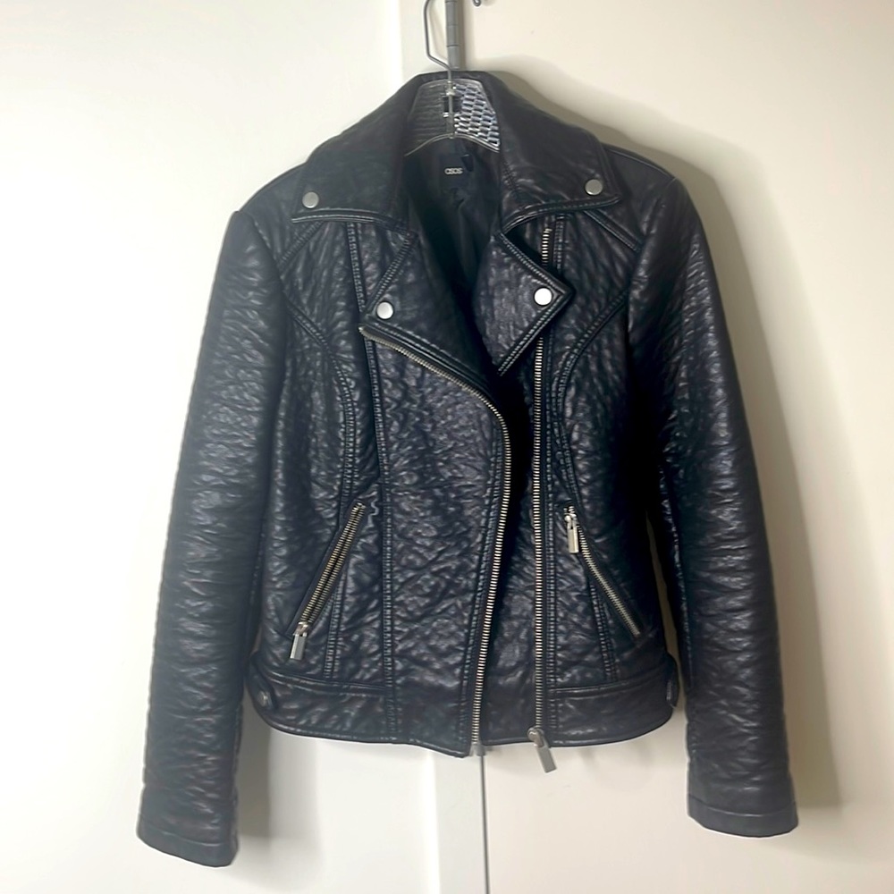 ASOS Black faux leather moto motorcycle jacket